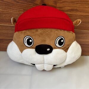bucee's buc-ee's gas station bucee the beaver head 16" wide plush pillow travel